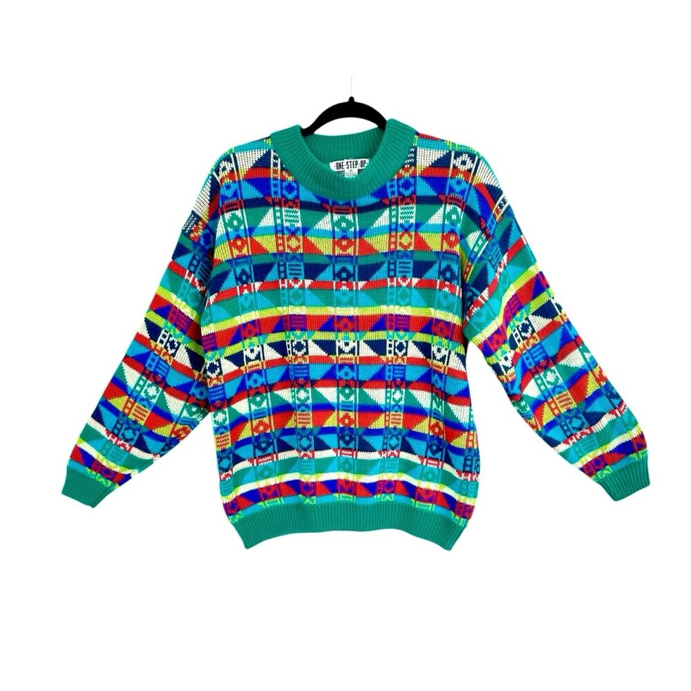 Vintage One Step Up Multicolored Geometric Sweater